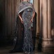 Women's Gorgeous Atmosphere Black Cape Sleeve Women Formal Gown Dress With Beading Heavily Embellished Evening Dress
