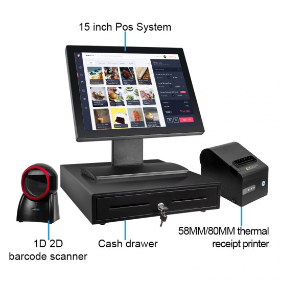 OEM Customizable POS AIO Dual Screen Win Intel I5 15.6 Inch+11.6 Inch All in One Pos Systems