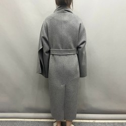 Women Elegant Design Cashmere and Wool Long Coats Scarf Collar Cashmere Coat for Winter