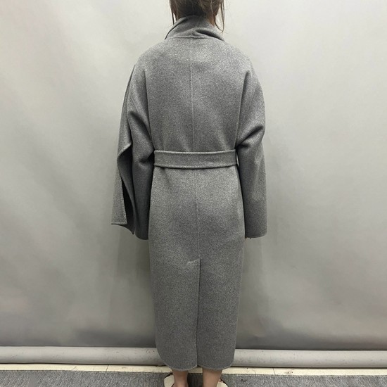 Women Elegant Design Cashmere and Wool Long Coats Scarf Collar Cashmere Coat for Winter