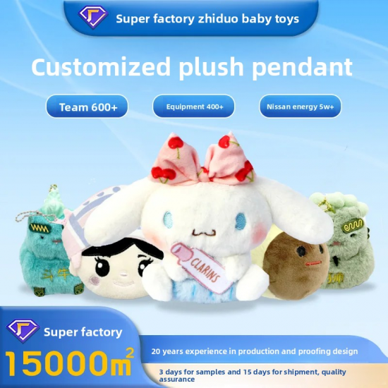Factory Direct Customizable Plush Bear Pendant Keychain Embroidered for Stress Relief with PP Cotton Filling Comes with Bag