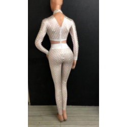 Women's Casual Rhinestone Plaid Jumpsuit for Summer Birthday Party Sexy Bodysuit Stretch Fashion Clothes Black White B134 for