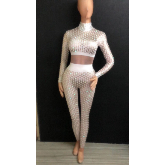 Women's Casual Rhinestone Plaid Jumpsuit for Summer Birthday Party Sexy Bodysuit Stretch Fashion Clothes Black White B134 for