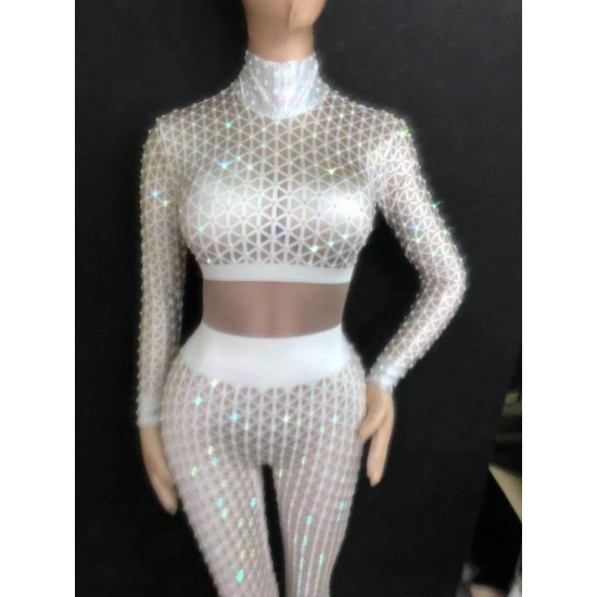 Women's Casual Rhinestone Plaid Jumpsuit for Summer Birthday Party Sexy Bodysuit Stretch Fashion Clothes Black White B134 for