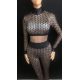 Women's Casual Rhinestone Plaid Jumpsuit for Summer Birthday Party Sexy Bodysuit Stretch Fashion Clothes Black White B134 for
