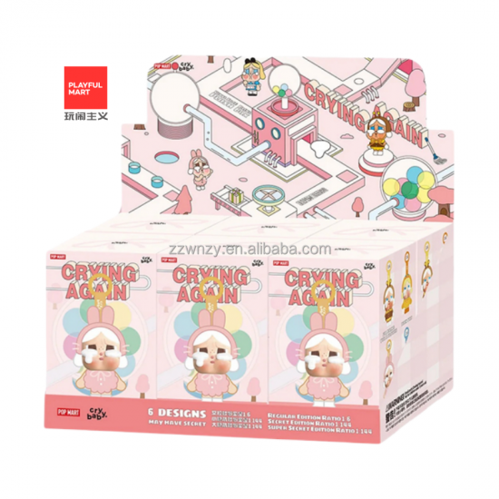 Hot Selling Pop Mart Genuine Cry Baby Crying Again Series Plush Figures Blind Box Cry Baby Plush Doll with Mystery Keychains