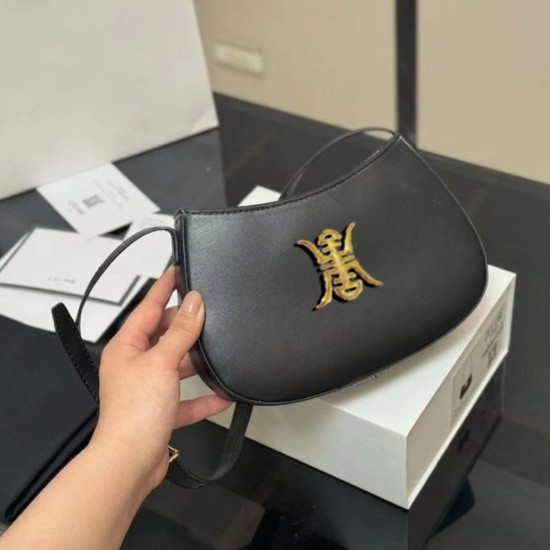 2025 New Fashion Wandering Moon Women's Genuine Leather Single Shoulder Spring Bag Durable Rhinestone Buckle Versatile for Daily
