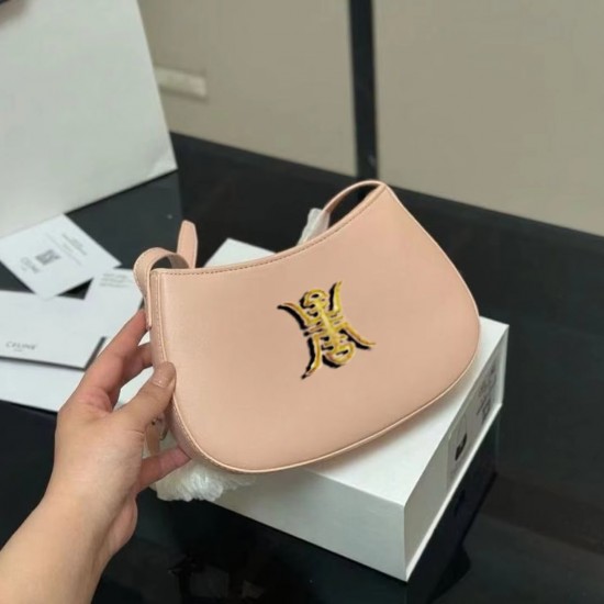 2025 New Fashion Wandering Moon Women's Genuine Leather Single Shoulder Spring Bag Durable Rhinestone Buckle Versatile for Daily