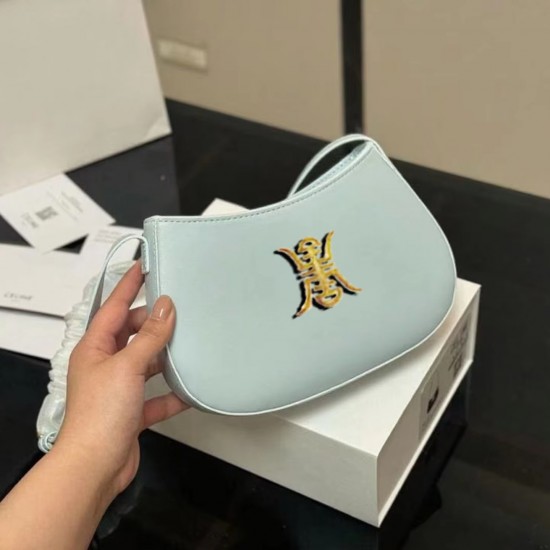 2025 New Fashion Wandering Moon Women's Genuine Leather Single Shoulder Spring Bag Durable Rhinestone Buckle Versatile for Daily