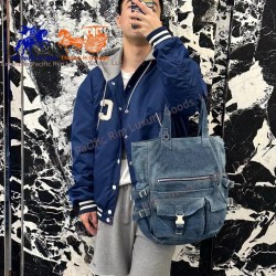 2025 Vintage Jean Denim Tote Shoulder Bag for Women Large Eco-Friendly Shopping Bag with Hole for Students and Girls Celines