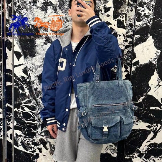 2025 Vintage Jean Denim Tote Shoulder Bag for Women Large Eco-Friendly Shopping Bag with Hole for Students and Girls Celines