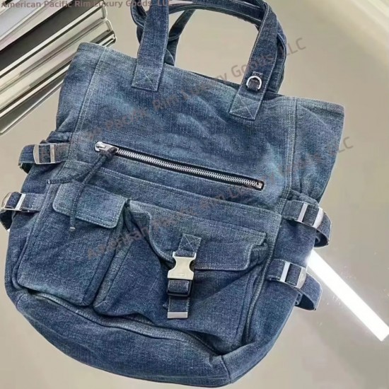 2025 Vintage Jean Denim Tote Shoulder Bag for Women Large Eco-Friendly Shopping Bag with Hole for Students and Girls Celines