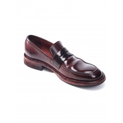 Handmade Men's Shell Cordovan Penny Loafers Formal Closed-Toe Leather Dress Shoes with Genuine Leather Sole for Autumn Season