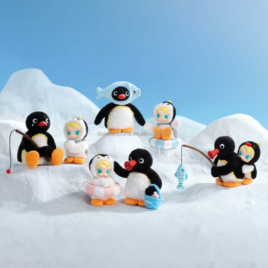 POPMARTT Authentic 100% New Baby Molly X Pingu Happy Fishing Series-Vinyl Plush Pendant Blind Box Toys Keychain Mystery Boxes