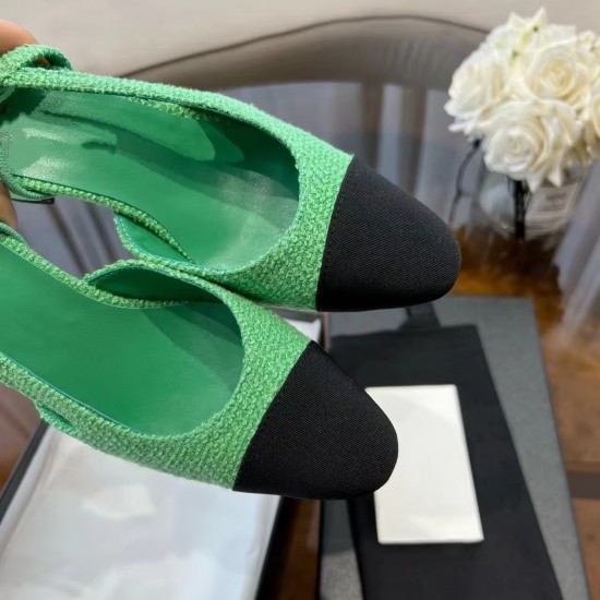 High-quality New Color-matched Genuine Leather Women's High-heeled Sandals with Thick Heels, Single Shoes