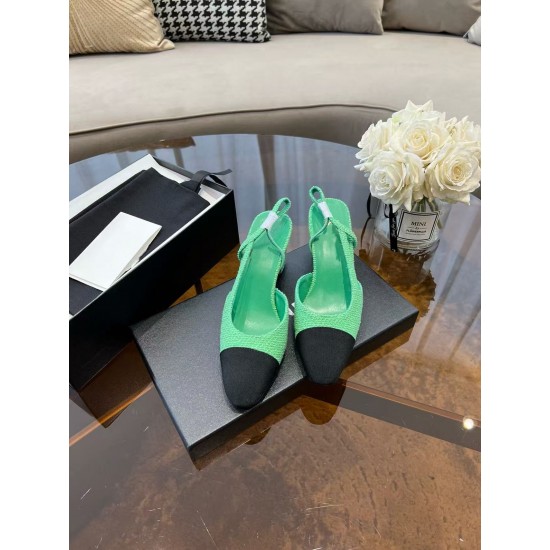 High-quality New Color-matched Genuine Leather Women's High-heeled Sandals with Thick Heels, Single Shoes