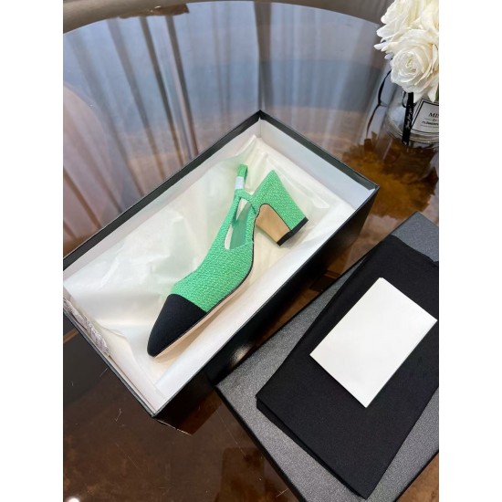 High-quality New Color-matched Genuine Leather Women's High-heeled Sandals with Thick Heels, Single Shoes