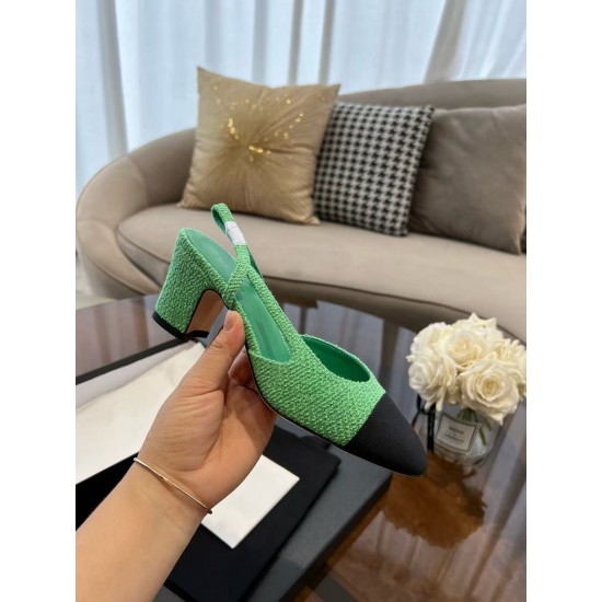 High-quality New Color-matched Genuine Leather Women's High-heeled Sandals with Thick Heels, Single Shoes