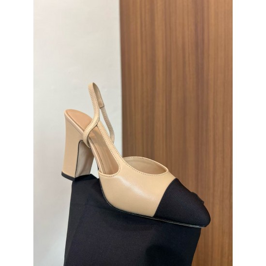 High-quality New Multi-color Genuine Leather High-heeled Women's Sandals with Thick Heels, Single Shoes