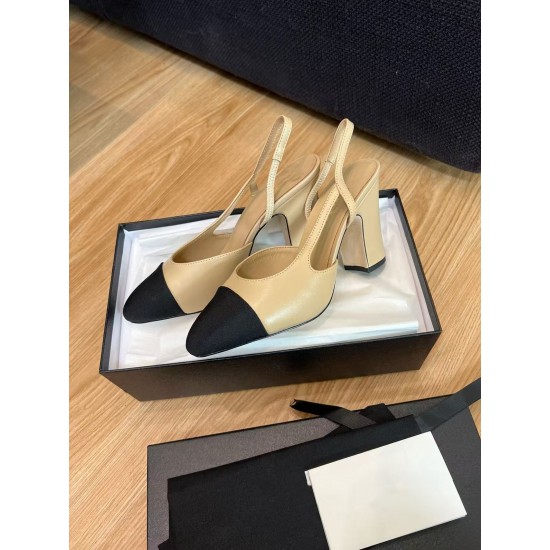 High-quality New Multi-color Genuine Leather High-heeled Women's Sandals with Thick Heels, Single Shoes