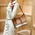 Genuine Leather Women's Bag 2025 New Checkered Canvas Large Capacity Vintage Bag Fashionable Commuting Single-shoulder Tote Bag