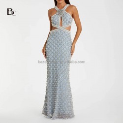Wholesale Custom Cocktail Prom Manufacturer Low Moq Hand-beaded and Rhinestone-embellished Halter Evening Gown Dresses for Women