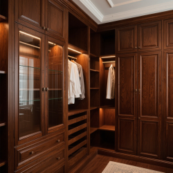 American Style Solid Wood Oil-Mixed Dark Brown Wardrobe Calm and Atmospheric for Bedroom