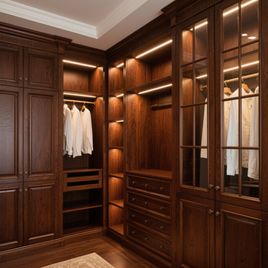 American Style Solid Wood Oil-Mixed Dark Brown Wardrobe Calm and Atmospheric for Bedroom