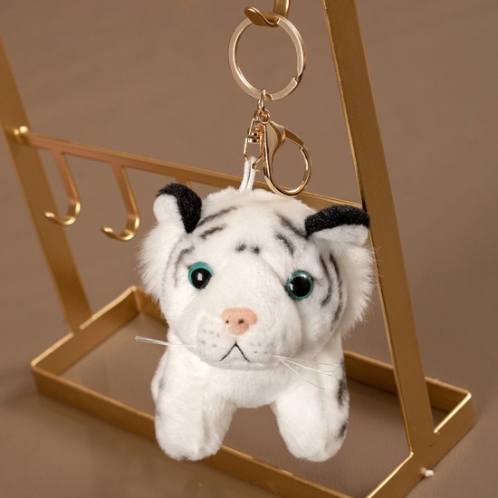 Soft 10cm Tiger Rabbit Panda Stuffed Animal Plush Keychain Toy Cotton Backpack Charm PP Stress Relief with OPP Bag Packaging