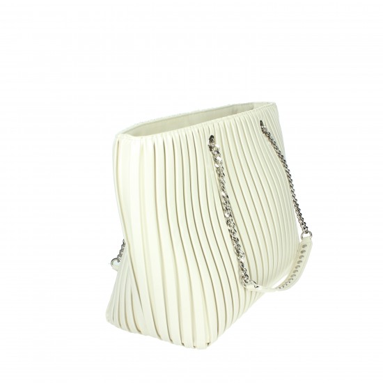 X08.003 Cream Fashion Shoulder Bag Cream Zipper Three-Strap Chain Winter Summer Portable Stylish Made Polyester