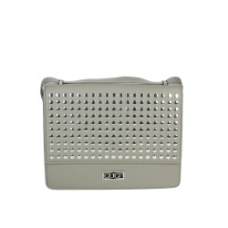 Single Handle Shoulder Bag X02.002 Gray with Waterproof Zip Closure Chain Decoration PU and Polyester Lining for All Seasons