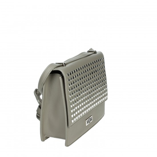 Single Handle Shoulder Bag X02.002 Gray with Waterproof Zip Closure Chain Decoration PU and Polyester Lining for All Seasons