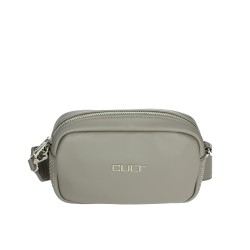 Vintage Gray X07.002 Shoulder Bag with Single Handle Zipper and Button Closure Polyester Cotton Lining Stone Thread Pattern