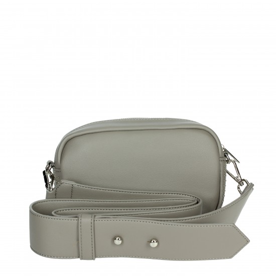 Vintage Gray X07.002 Shoulder Bag with Single Handle Zipper and Button Closure Polyester Cotton Lining Stone Thread Pattern
