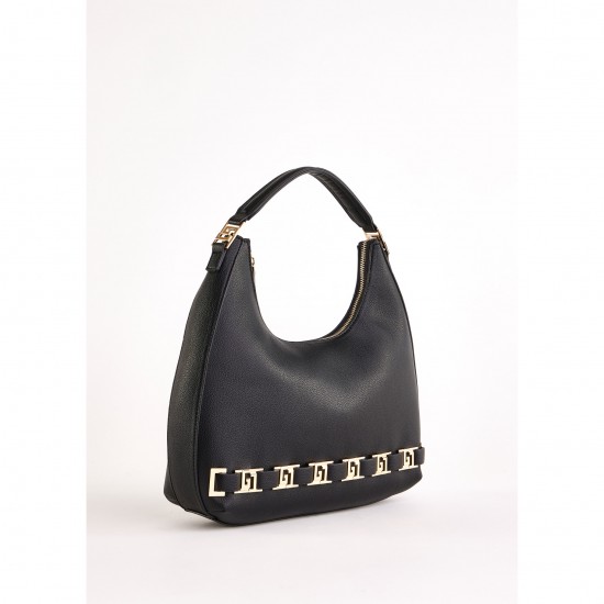 White Vintage Bohemian Lady Shoulder Bag V5AE-12190 Single Handle Zipper Water Proof Chains for Autumn Winter Polyester Canvas