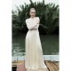 Larissa Long Dress Long Mesh Dress With Handcrafted Leaves and Fringe Details for Women Elegant Relief Clothes