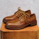 Designer round brown English-style leather shoes for men, lace-up, high-quality genuine leather, casual shoes for men