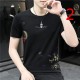 New 14671 Trend Korean Version of Slim Handsome Flower Clothes Men's Shirt Ice Silk T-shirt