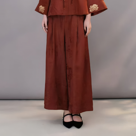 Elegant Versatile Women's Long Light Trousers with Modern Chinese Traditional Elements for Autumn Simple Fashion Style