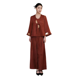 Modern Women's Lightweight Mulberry Silk Cardigan Long Sleeves Elegant Versatile Featuring Traditional Chinese Autumn Elements