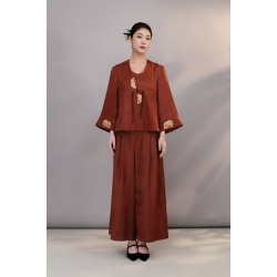 Modern Women's Lightweight Mulberry Silk Cardigan Long Sleeves Elegant Versatile Featuring Traditional Chinese Autumn Elements
