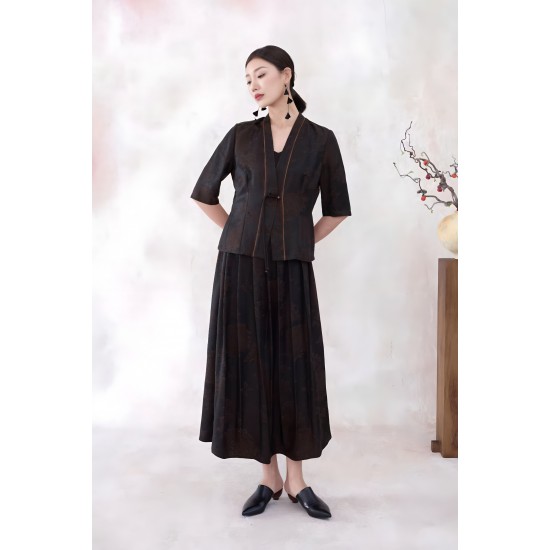 Women's Modern Traditional Chinese Clothing for Autumn Spring Versatile Buttonless Elbow Length Sleeves for Versatility