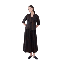 Women's Modern Traditional Chinese Clothing for Autumn Spring Versatile Buttonless Elbow Length Sleeves for Versatility