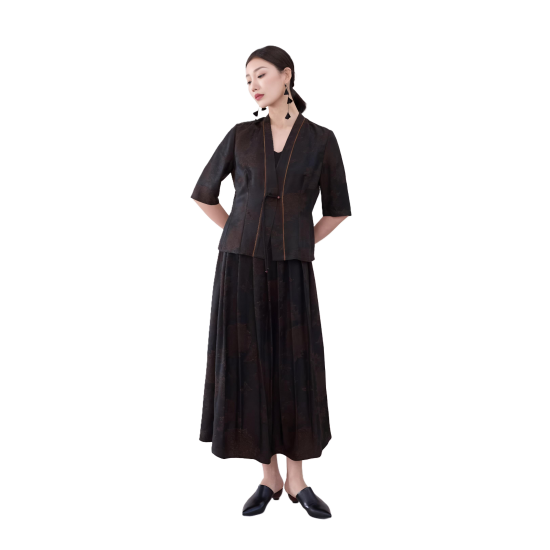 Women's Modern Traditional Chinese Clothing for Autumn Spring Versatile Buttonless Elbow Length Sleeves for Versatility