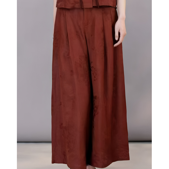 Modern Elegant Mulberry Silk Wine Red Traditional Chinese Women's Clothing for Autumn and Spring Comfortable Bottom