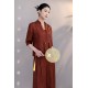 Modern Elegant Mulberry Silk Wine Red Traditional Chinese Women's Clothing for Autumn and Spring Comfortable Bottom