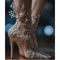 Elegant Wedding Sexy Rhinestone Bedazzled Heels Flower Ankle Wrap Tie up Crystal Strappy Sandals Sparkly Stiletto Prom Shoes