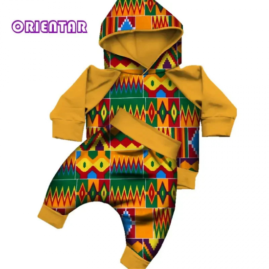2 Pcs African Print Clothes Sets for Kids