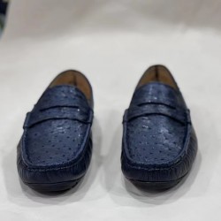 Customized Ostrich-Patterned Leather Driving Shoes for Business Men (Formal Occasions)
