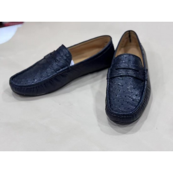 Customized Ostrich-Patterned Leather Driving Shoes for Business Men (Formal Occasions)
